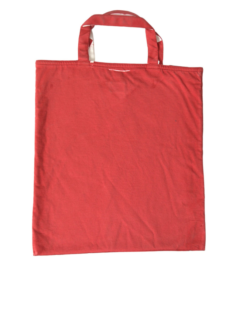 Chic Red and White Fabric Tote Bag Prada