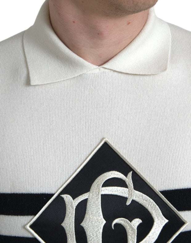 White DG Logo Collared Henley Shirt T-shirt Dolce & Gabbana