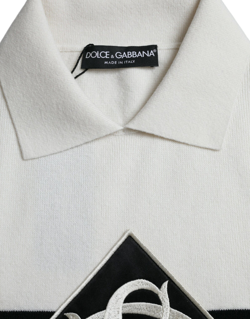 White DG Logo Collared Henley Shirt T-shirt Dolce & Gabbana