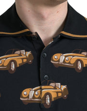 Black Car Print Short Sleeve Polo T-shirt Dolce & Gabbana