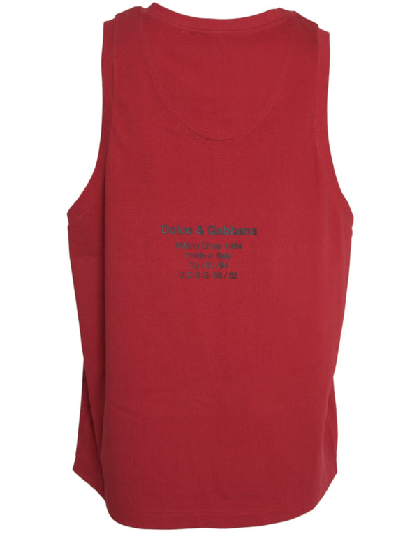 Red Leopard Print Sleeveless Tank T-shirt Dolce & Gabbana