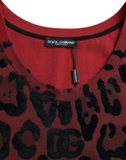 Red Leopard Print Sleeveless Tank T-shirt Dolce & Gabbana