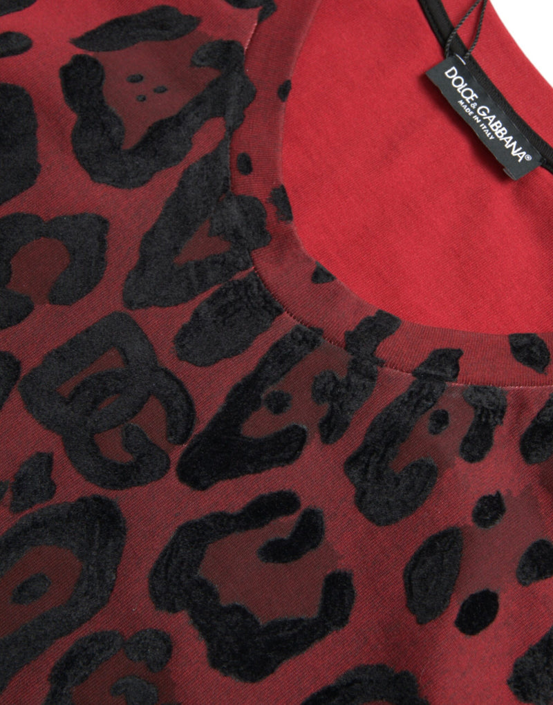 Red Leopard Print Sleeveless Tank T-shirt Dolce & Gabbana