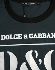 Blue Logo Print Crewneck Short Sleeve T-shirt Dolce & Gabbana