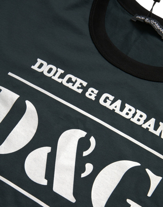 Blue Logo Print Crewneck Short Sleeve T-shirt Dolce & Gabbana