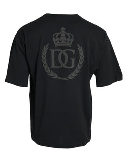 Black Logo Embossed Crew Neck Short Sleeves T-shirt Dolce & Gabbana