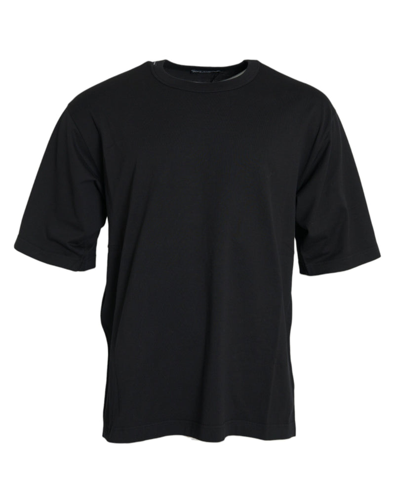 Black Logo Embossed Crew Neck Short Sleeves T-shirt Dolce & Gabbana