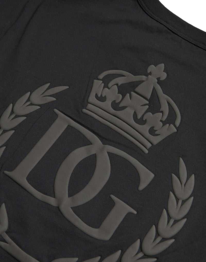 Black Logo Embossed Crew Neck Short Sleeves T-shirt Dolce & Gabbana