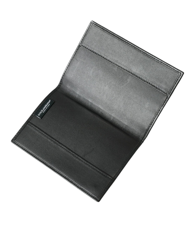 Black Exotic Skin Leather Long Bifold Passport Holder Dolce & Gabbana