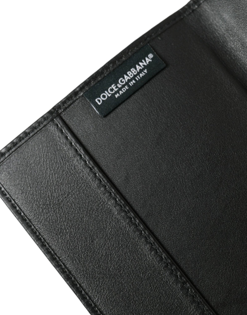 Black Exotic Skin Leather Long Bifold Passport Holder Dolce & Gabbana