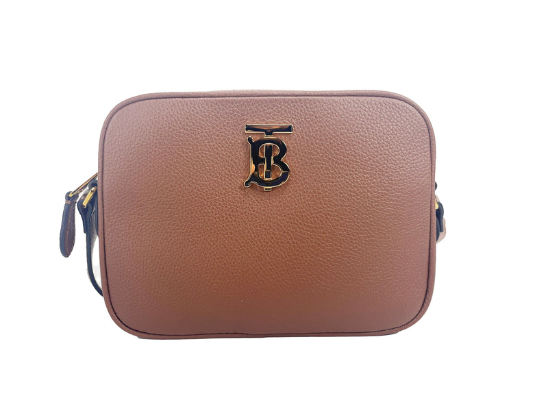 Small Leather Tan Camera Crossbody TB Logo Bag Burberry