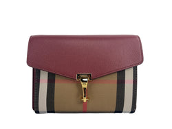 Macken Small Crimson House Check Leather Crossbody Bag Burberry