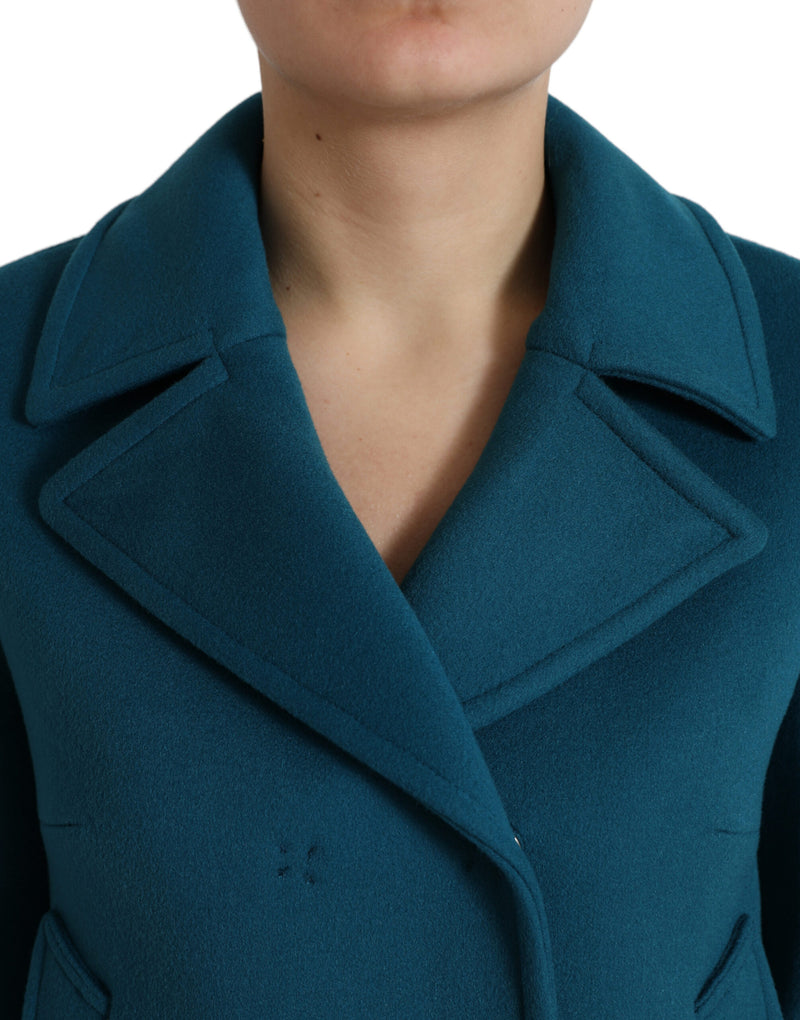 Blue Trench Wool Cashmere Short Coat Jacket Dolce & Gabbana