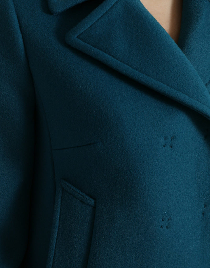 Blue Trench Wool Cashmere Short Coat Jacket Dolce & Gabbana