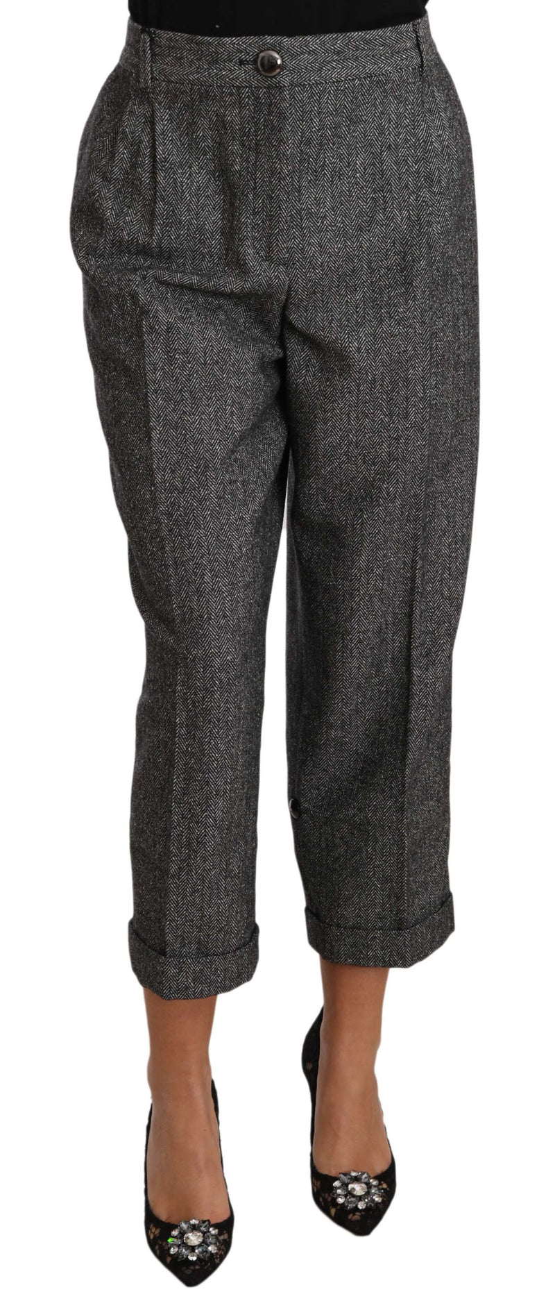 Elegant Gray Wool-Blend Trousers Dolce & Gabbana