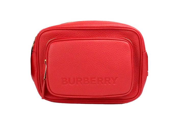 Small Branded Bright Red Grainy Leather Camera Crossbody Bag Burberry