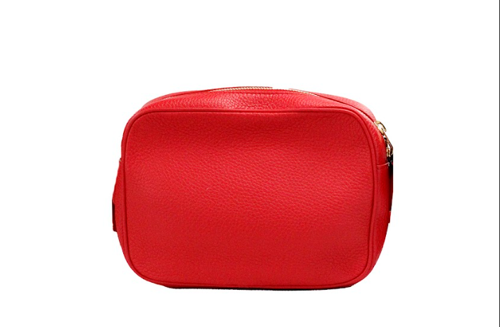 Small Branded Bright Red Grainy Leather Camera Crossbody Bag Burberry