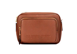 Small Branded Tan Brown Leather Camera Crossbody Bag Burberry