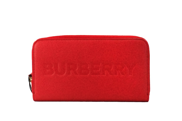 Elmore Red Embossed Logo Leather Continental Clutch Wallet Burberry