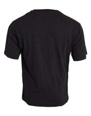 Black Printed Pocket Cotton Crewneck T-shirt Dolce & Gabbana