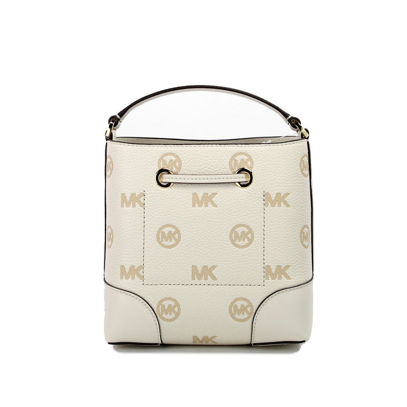 Mercer Small Light Cream Embossed Drawstring Bucket Messenger Bag Michael Kors