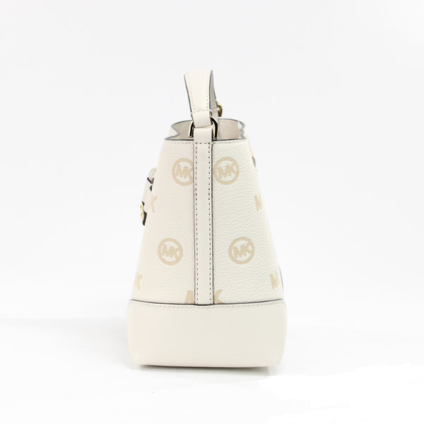 Mercer Small Light Cream Embossed Drawstring Bucket Messenger Bag Michael Kors