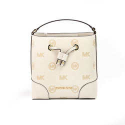 Mercer Small Light Cream Embossed Drawstring Bucket Messenger Bag Michael Kors