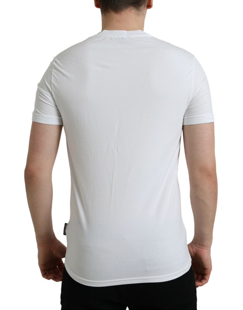 White Cotton V-neck Short Sleeve Underwear T-shirt Dolce & Gabbana