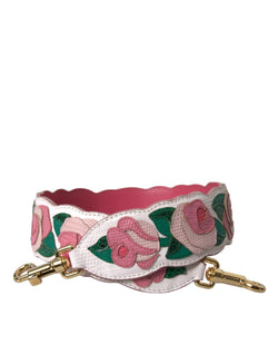 White Floral Leather Accessory Shoulder Strap Dolce & Gabbana