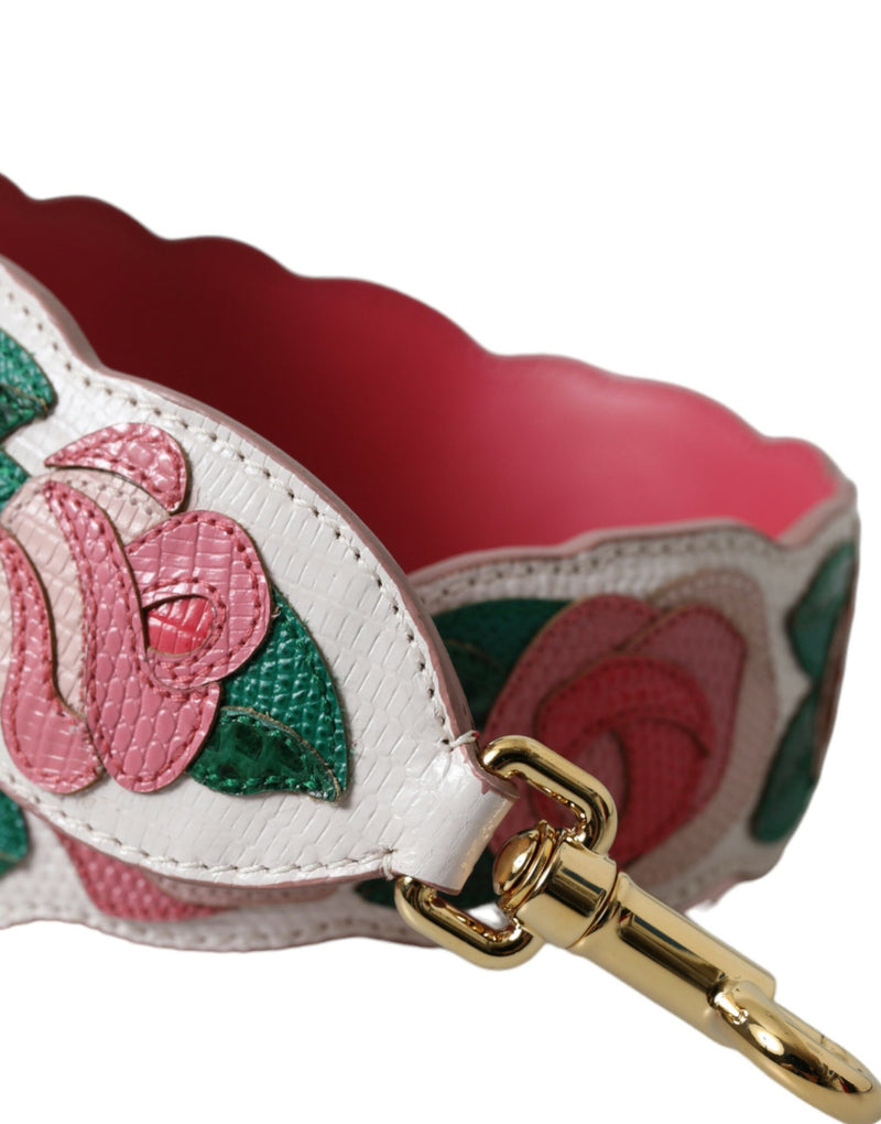 White Floral Leather Accessory Shoulder Strap Dolce & Gabbana