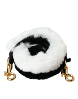 Black White Lapin Fur Accessory Shoulder Strap Dolce & Gabbana