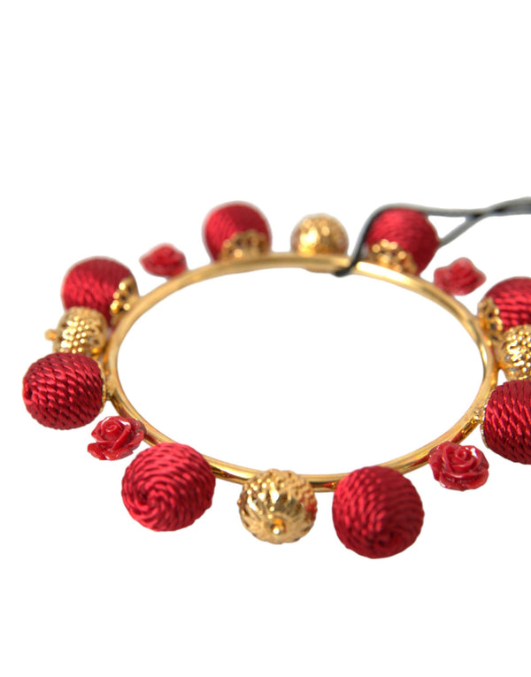 Gold Brass Red RUNWAY Sicilia Natale Roses Bracelet Dolce & Gabbana