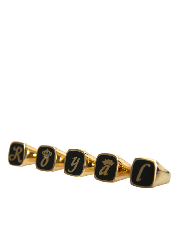 Gold Brass ROYAL Enamel Set of 5 Ring Dolce & Gabbana