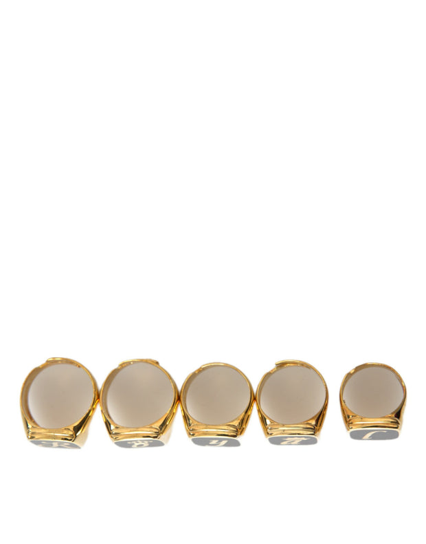 Gold Brass ROYAL Enamel Set of 5 Ring Dolce & Gabbana