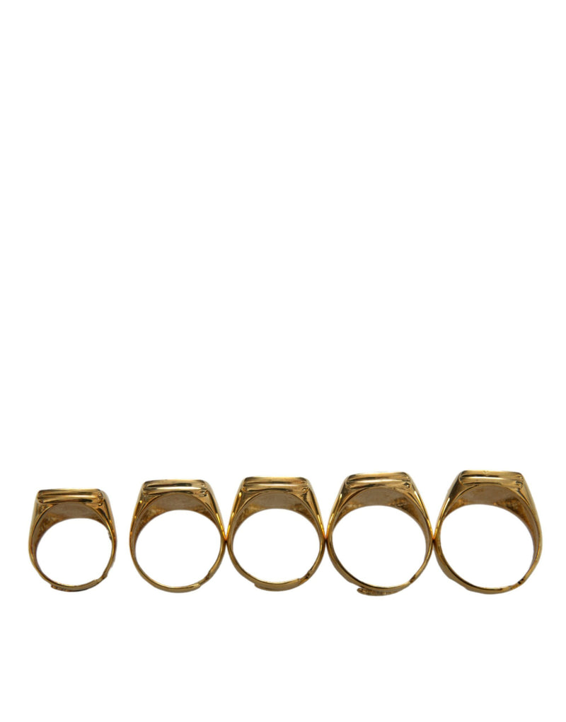 Gold Brass ROYAL Enamel Set of 5 Ring Dolce & Gabbana