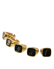 Gold Brass ROYAL Enamel Set of 5 Ring Dolce & Gabbana