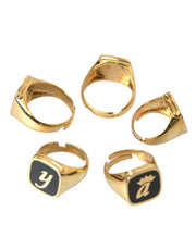 Gold Brass ROYAL Enamel Set of 5 Ring Dolce & Gabbana