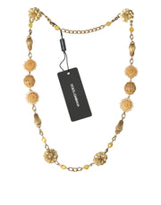 Crystal Flower Filigree Gold Brass Statement Necklace Dolce & Gabbana