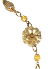 Crystal Flower Filigree Gold Brass Statement Necklace Dolce & Gabbana