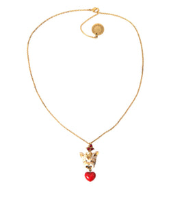 Gold Brass Chain Dog Heart Pendant Charm Necklace Dolce & Gabbana