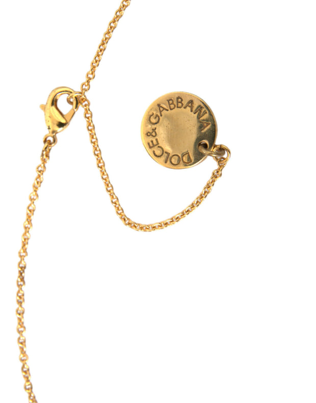 Gold Brass Chain Dog Heart Pendant Charm Necklace Dolce & Gabbana