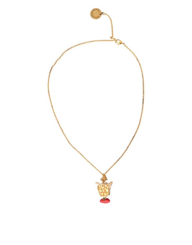 Gold Brass Chain Dog Heart Pendant Charm Necklace Dolce & Gabbana