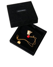 Gold Brass Chain Dog Heart Pendant Charm Necklace Dolce & Gabbana