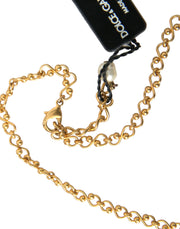 Gold Brass Chain Pearl Pendant Charm Necklace Dolce & Gabbana