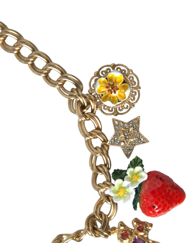 Gold Chain Rose Cross Strawberry Star Pendant Necklace Dolce & Gabbana