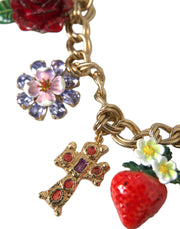 Gold Chain Rose Cross Strawberry Star Pendant Necklace Dolce & Gabbana