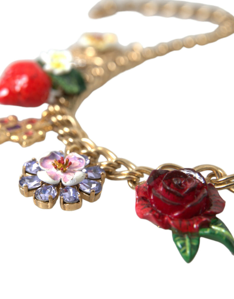 Gold Chain Rose Cross Strawberry Star Pendant Necklace Dolce & Gabbana