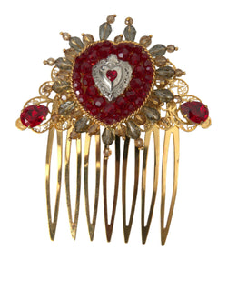 Gold Brass Crystal Heart Women Hair Comb Dolce & Gabbana