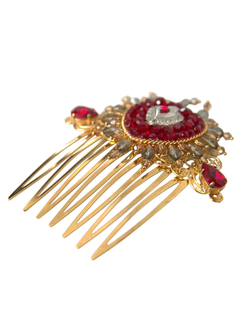 Gold Brass Crystal Heart Women Hair Comb Dolce & Gabbana