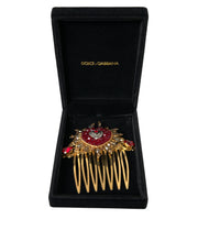 Gold Brass Crystal Heart Women Hair Comb Dolce & Gabbana